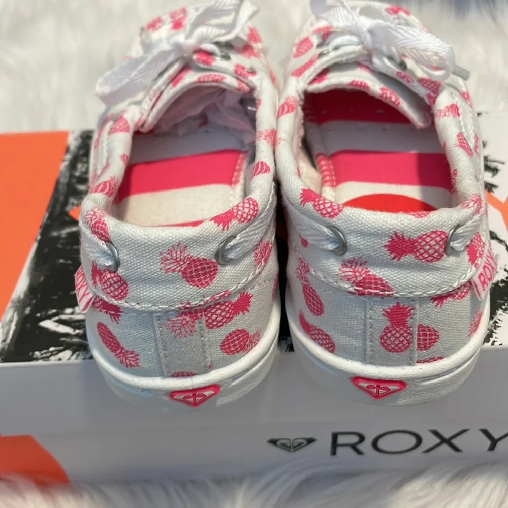 Roxy Kids Pineapple Canvas Sneakers in White and Pink
